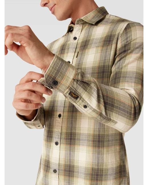 PME LEGEND Freizeithemd mit Label-Detail Modell 'Twill Check' in Natural für Herren