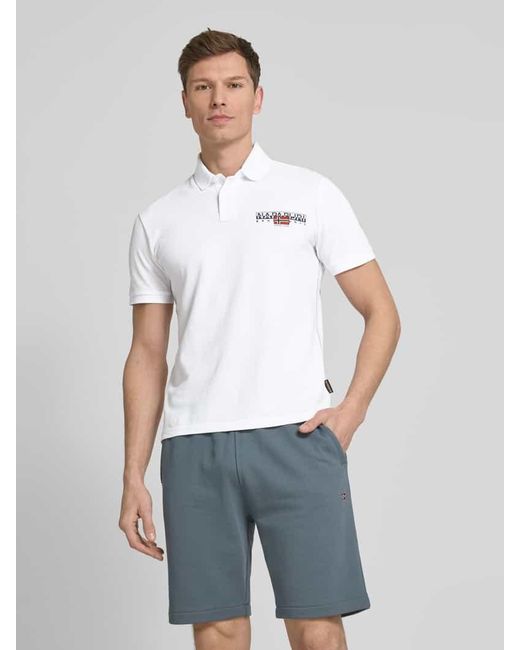 Napapijri Slim Fit Poloshirt mit Label-Print Modell 'AYLMER' in White für Herren