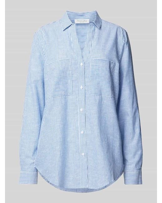 Christian Berg Women Blue Relaxed Fit Hemdbluse Mit Brusttaschen