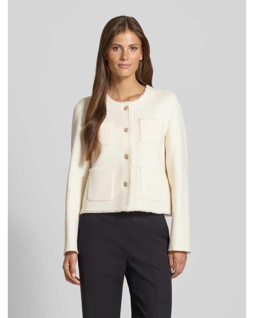 Marc Cain Natural Regular Fit Jacke aus reiner Baumwolle mit Rundhalsausschnitt