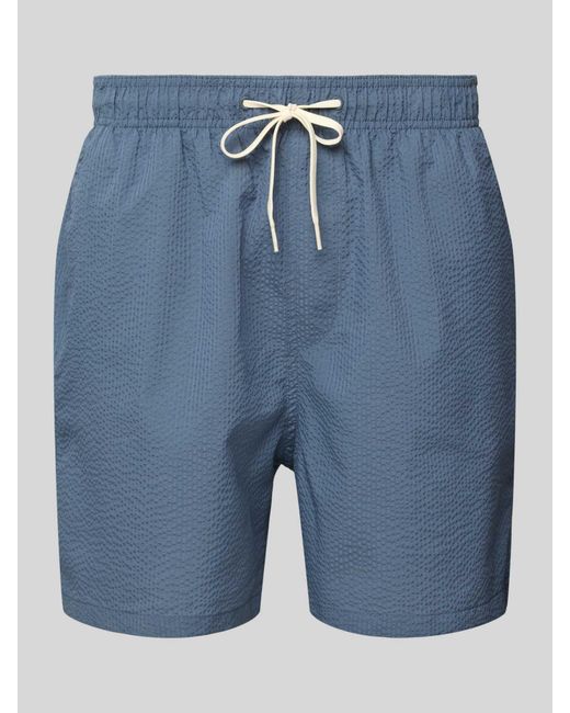 SELECTED Relaxed Fit Zwembroek Met Structuurmotief in het Blue voor heren