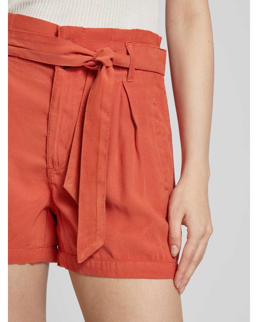 ONLY Orange Shorts aus Viskose-Mix mit Bindegürtel