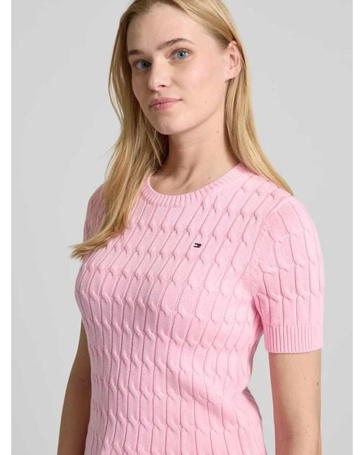Tommy Hilfiger Pink Regular Fit Strickpullover aus reiner Baumwolle