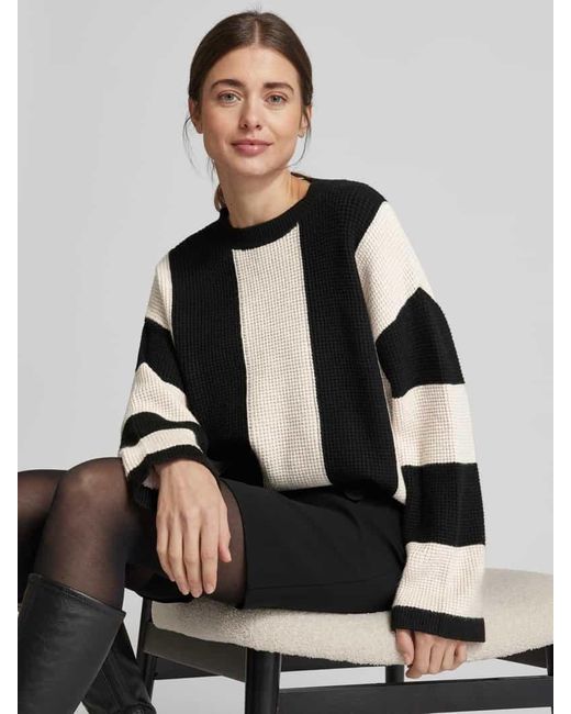 Mango Black Strickpullover mit Rundhalsausschnitt Modell 'PITERA'