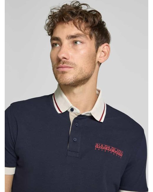 Napapijri Slim Fit Poloshirt mit Label-Print in Blue für Herren