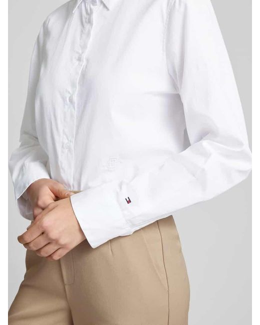 Tommy Hilfiger White Hemdbluse mit Logo-Stitching