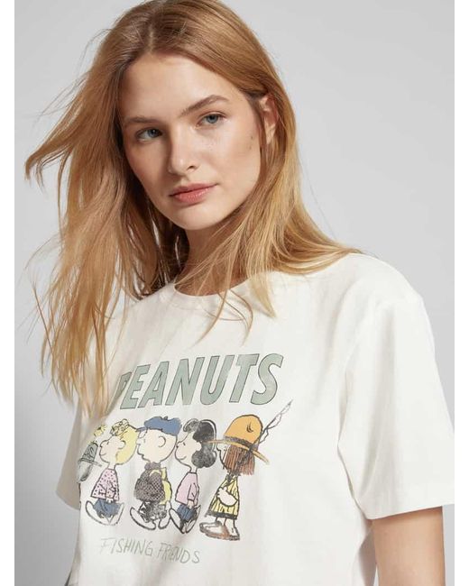 Jake*s White T-Shirt mit Peanuts®-Print