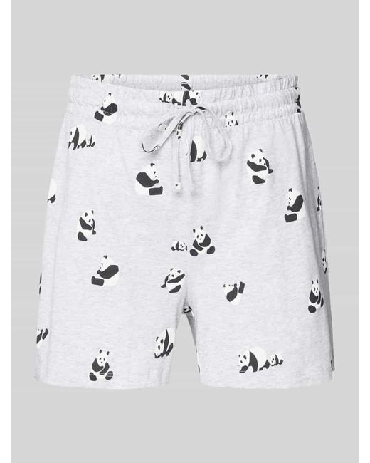 Jake*s Gray Pyjama-Shorts mit Allover-Motiv-Print