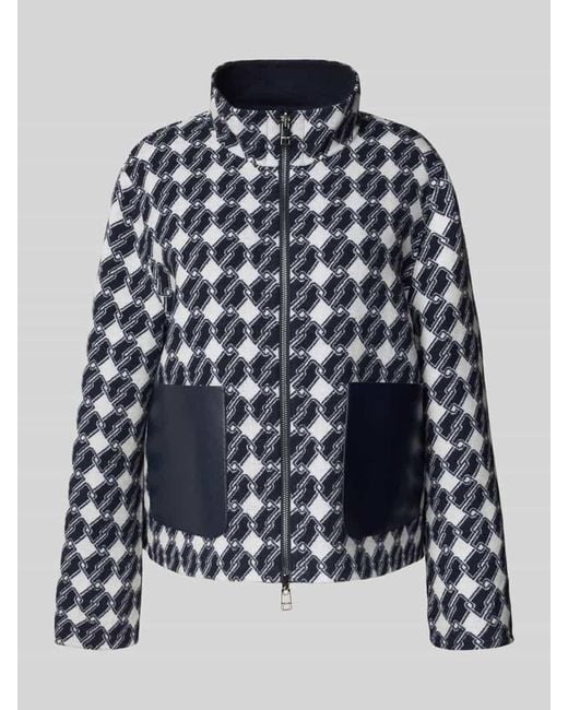 Marc Cain Blue Regular Fit Jacke aus Baumwoll-Mix mit Stehkragen