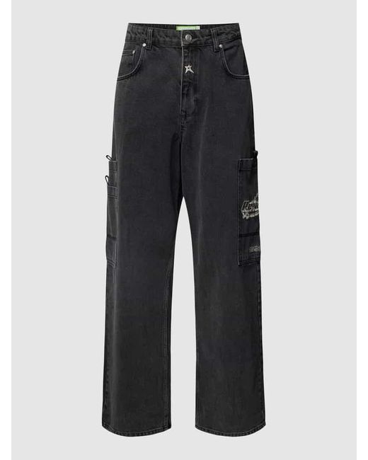 Review Baggy Fit Jeans mit Cargotaschen in Black für Herren