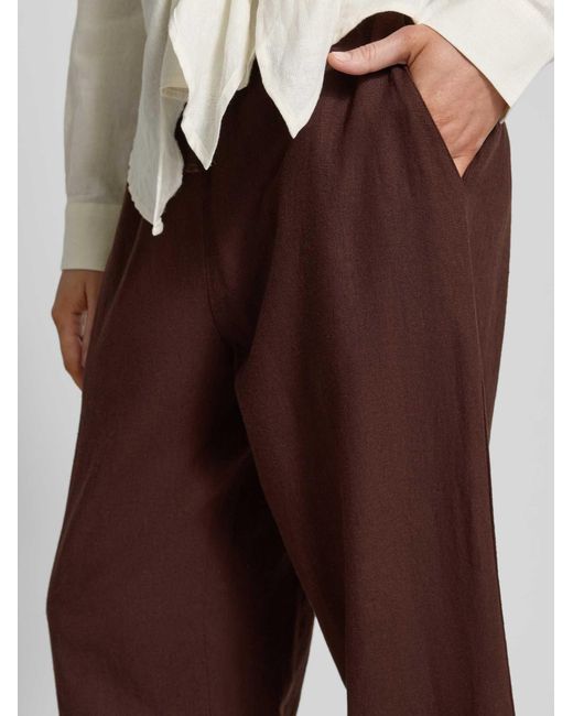 Freequent Wide Leg Broek Met Elastische Band Model 'Lava' in het Brown