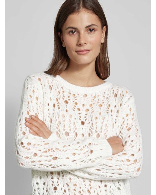 Hemisphere Gebreide Pullover Met Ribboorden in het Natural