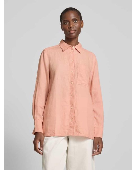 Marc O' Polo Pink Regular Fit Leinenbluse Aus Leichter Qualität Mit Brusttasche