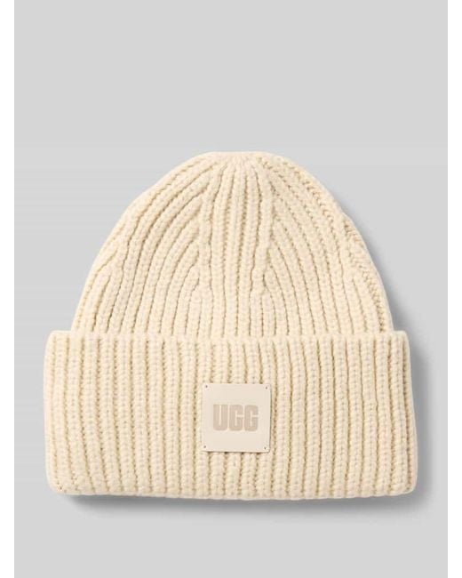 Ugg Natural Beanie mit Label-Detail