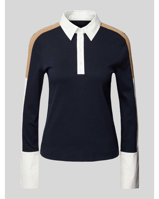 Marc Cain Shirt Met Lange Mouwen En Platte Kraag in het Blue