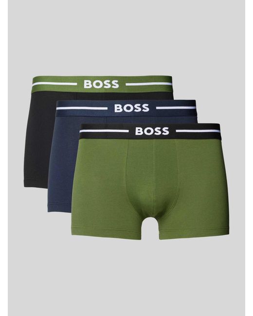Boss Trunks mit elastischem Logo-Bund im 3er-Pack in Green für Herren