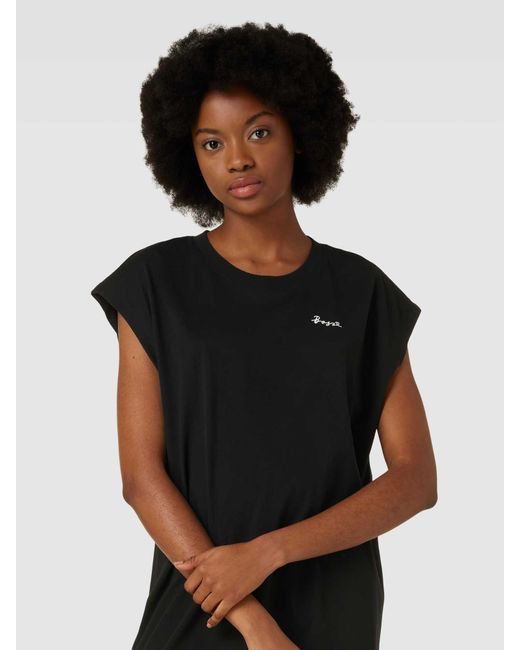 Boss Black Knielanges T-Shirt-Kleid mit Label-Print Modell 'Esaints'