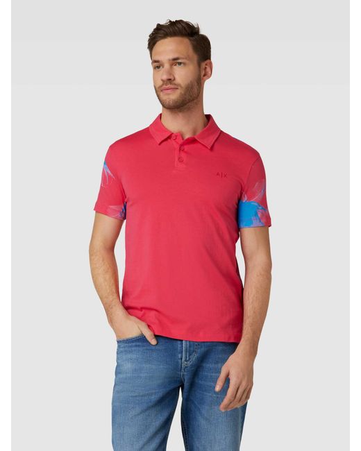 Armani Exchange Poloshirt mit Motiv-Print und Label-Detail in Red für Herren