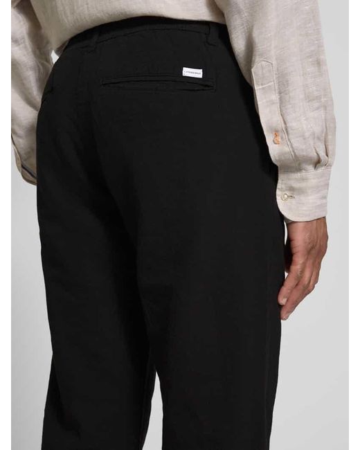 Lindbergh Tapered Fit Leinenhose mit elastischem Bund in Black für Herren