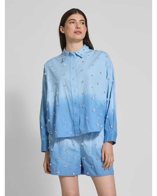 Essentiel Antwerp Blue Regular Fit Bluse mit Pailletten Modell 'Harkansas'