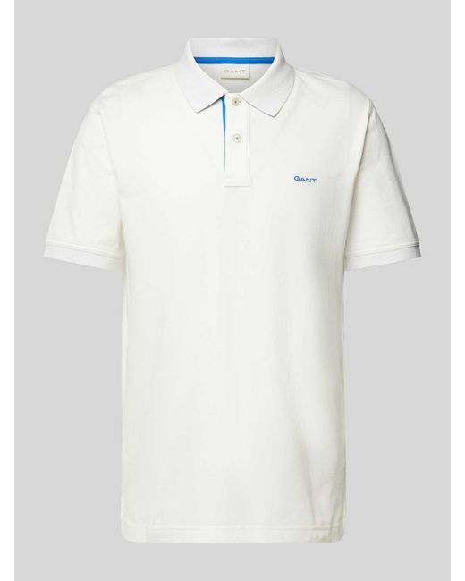 Gant Regular Fit Poloshirt Met Labelstitching in het White voor heren