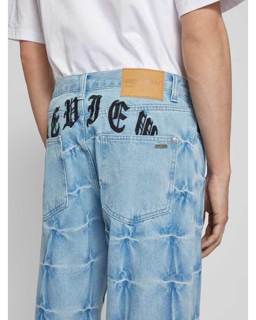 Review Baggy Fit Jeans mit Knopf- und Reißverschluss in Blue für Herren