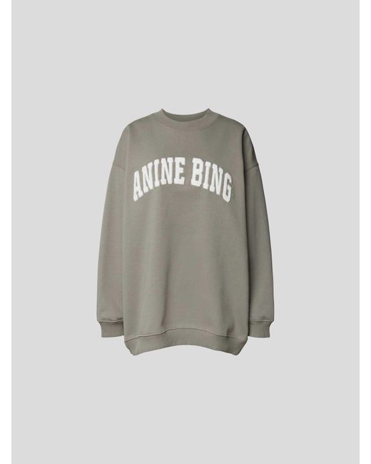 Anine Bing Gray Oversized Sweatshirt mit Label-Detail
