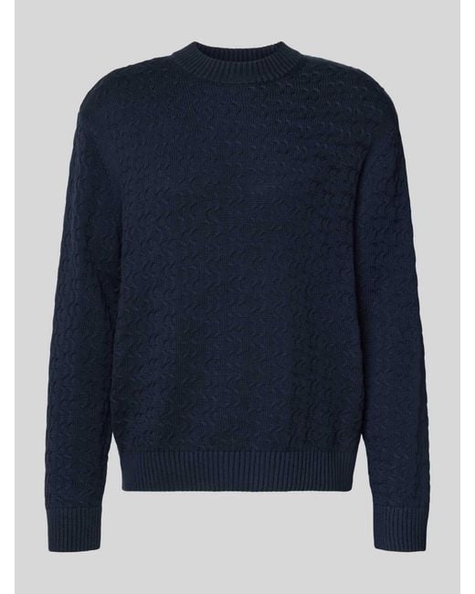 SELECTED Relaxed Fit Pullover Van Puur Katoen, Model 'Philip' in het Blue voor heren
