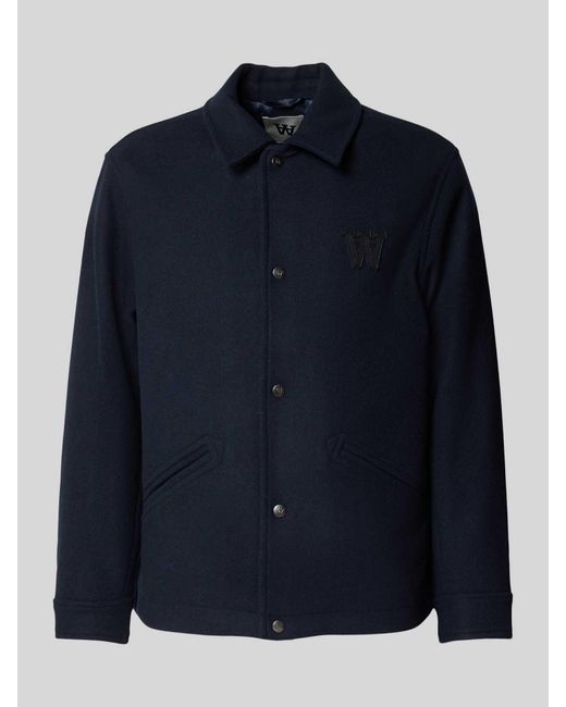 WOOD WOOD Regular Fit Overhemdjack Met Labelstitching, Model 'Otis' in het Blue voor heren