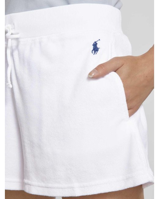 Polo Ralph Lauren White Regular Fit Shorts mit Logo-Stitching Modell 'TERRY'