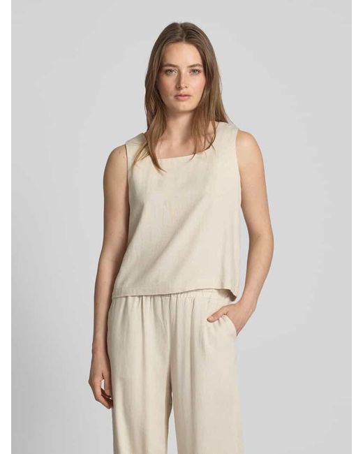 My Essential Wardrobe Natural Trägertop aus Leinen-Viskose-Mix mit Karree-Ausschnitt