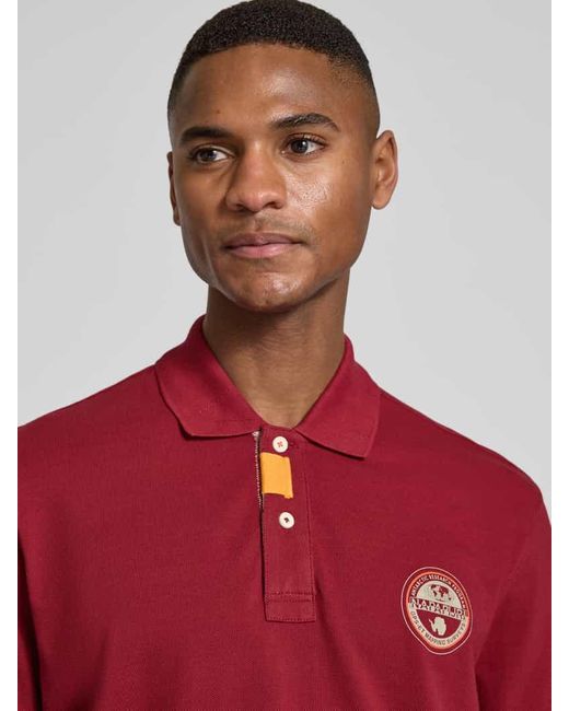 Napapijri Regular Fit Poloshirt mit Label-Stitching Modell 'CLANIS' in Red für Herren