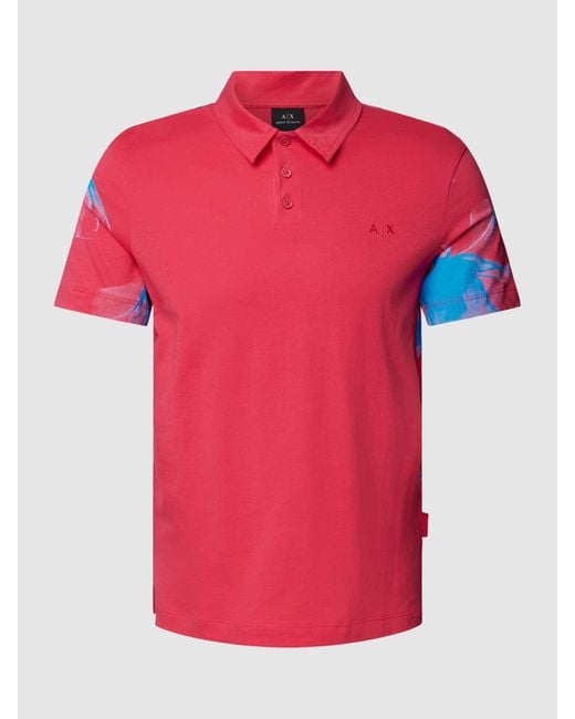 Armani Exchange Poloshirt mit Motiv-Print und Label-Detail in Red für Herren