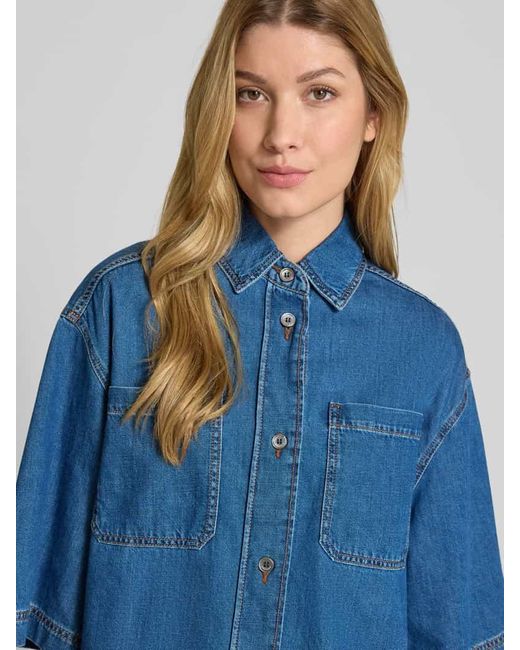 Weekend by Maxmara Blue Boxy Fit Jeansbluse aus reiner Baumwolle Modell 'ENZA'