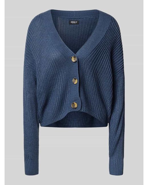 ONLY Blue Regular Fit Strickjacke mit überschnittenen Schultern MODELL 'CAROL'