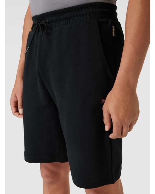 Napapijri Straight Fit Shorts mit elastischem Bund in Black für Herren