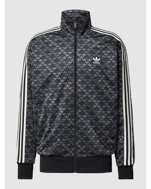 Adidas Originals Sweatjacke mit Allover-Label-Muster in Black für Herren