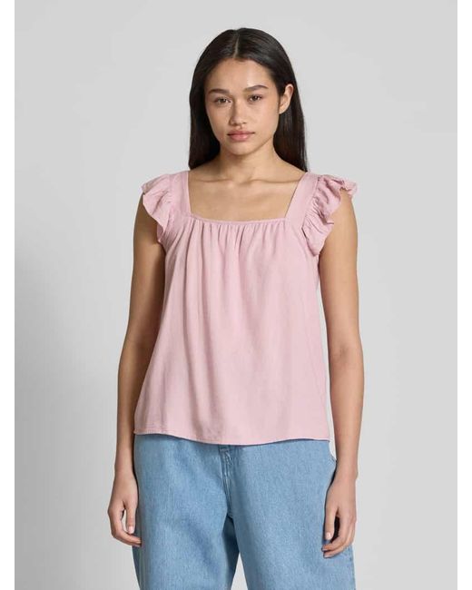 Pieces Pink Relaxed Fit Top aus Viskose-Leinen-Mix Modell 'PIA'