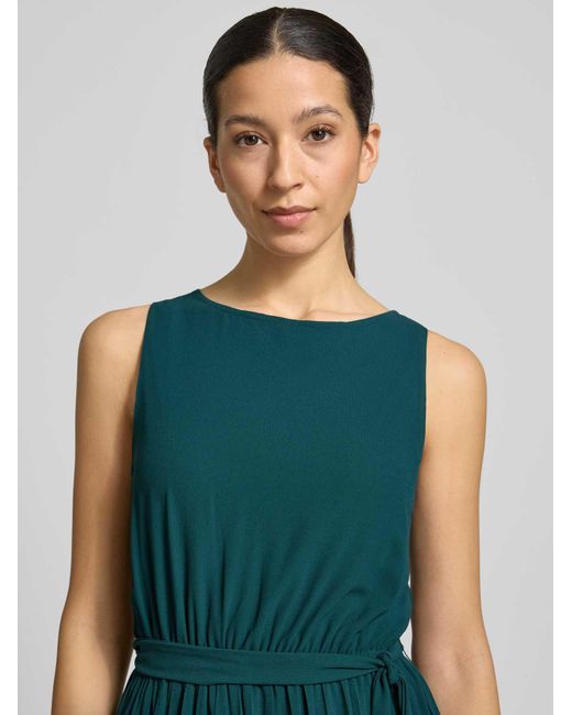 Apricot Midi-Jurk Met Plissévouwen En Strikceintuur in het Green