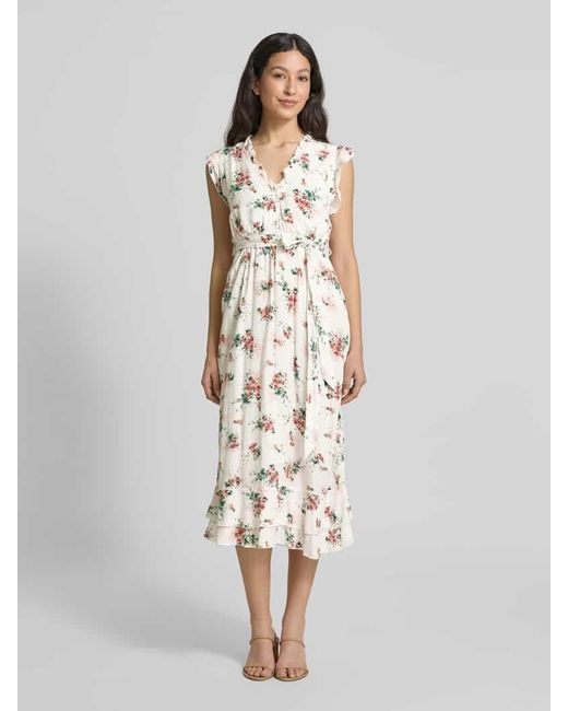Apricot White Midikleid aus Viskose mit Knopfleiste