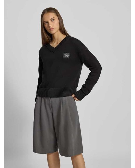 Calvin Klein Blue Strickpullover mit V-Ausschnitt