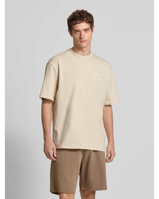 PEGADOR Oversized T-Shirt mit Logo-Print Modell 'PIKE' in Natural für Herren