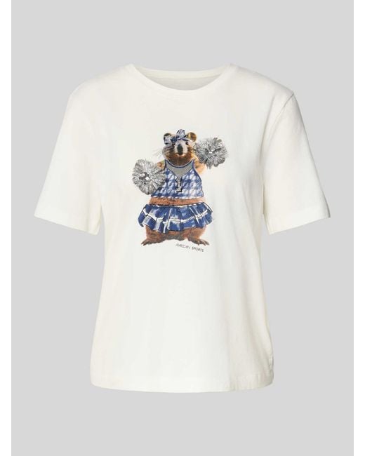 Marc Cain T-Shirt Met Motiefprint En Ronde Hals in het White