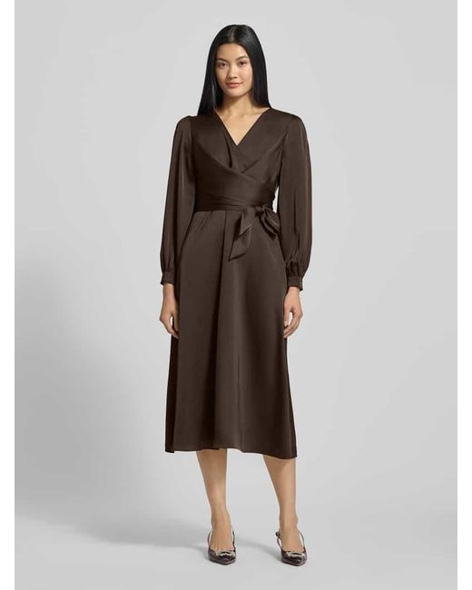 Neo Noir Black Midikleid mit V-Ausschnitt Modell 'RIMINI'