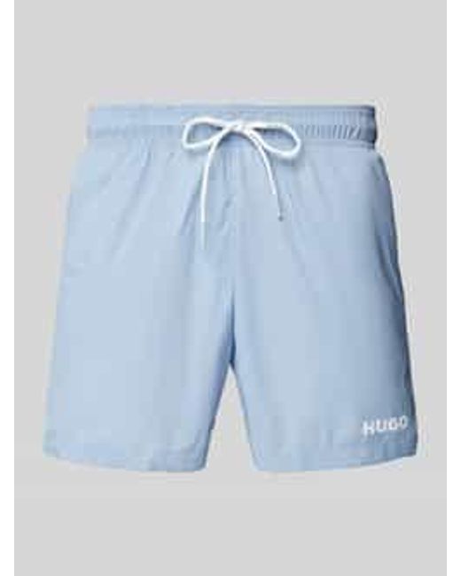 HUGO Relaxed Fit Zwembroek Met Labelprint in het Blue voor heren