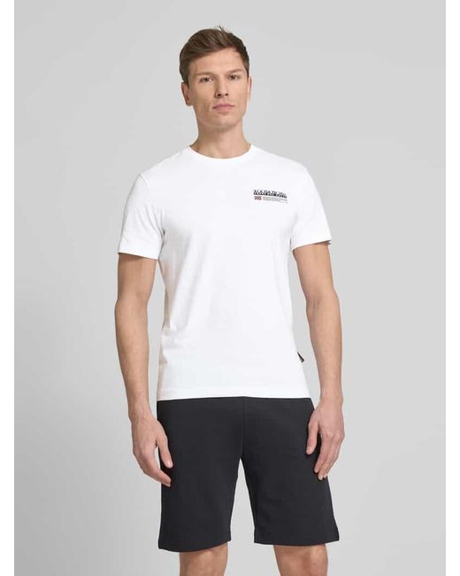 Napapijri T-Shirt mit Label-Print Modell 'KASBA' in White für Herren