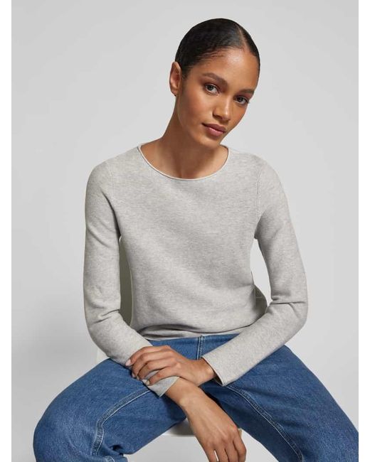 Marc O' Polo Gray Regular Fit Strickpullover Aus Reiner Baumwolle Mit Rollkante
