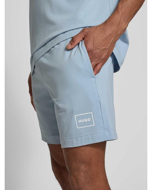 HUGO Regular Fit Sweatshorts Met Labelprint in het Blue voor heren