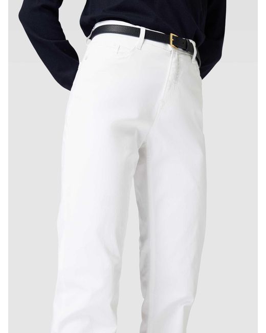 Brax White Hose in unifarbenem Design Modell 'CAROLA'