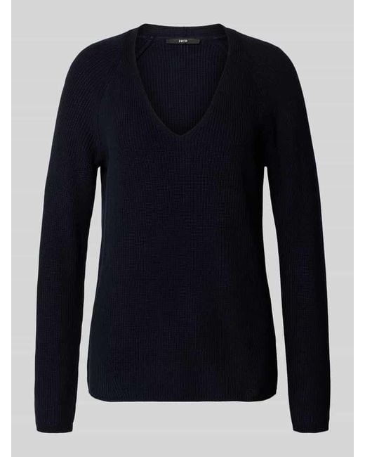 Zero Blue Strickpullover mit V-Ausschnitt